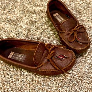 Brown leather moccasins